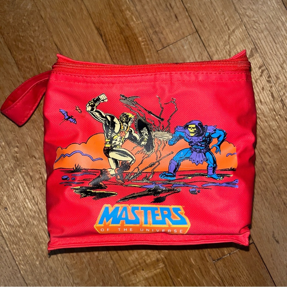 Vtg  MATTEL 1980s He-Man Cooler Bag Lunch Box MASTERS OF THE UNIVERSE Rare Red